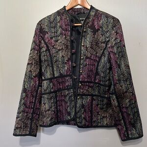 Multiples Jacket, Brass Buttons, Black/Burgundy/Green/Blue w/Black Trim Large